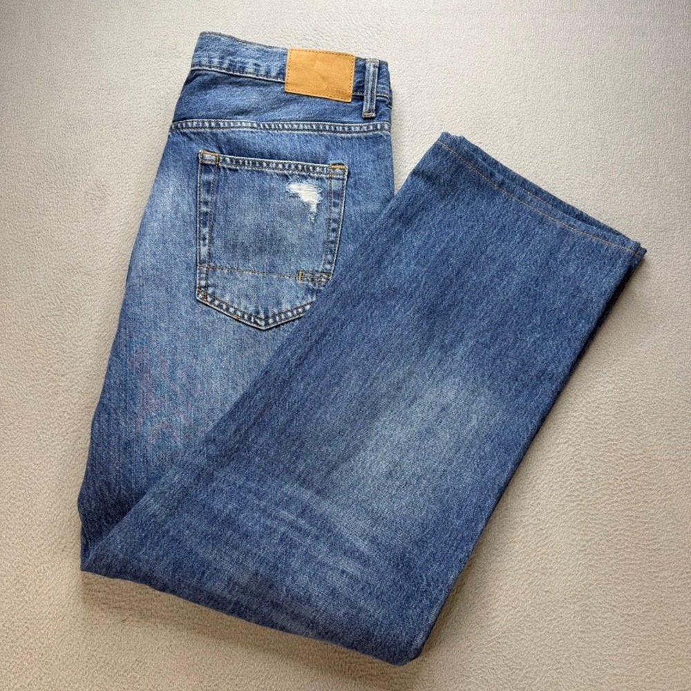 Aeropostale Relaxed Jeans Blue Denim Mens 34x34 (FIT 36x30) Distressed Ripped